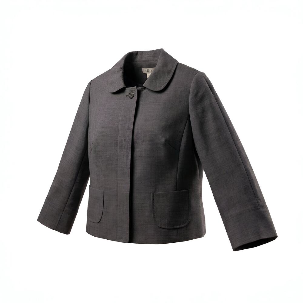 Ann Taylor LOFT Gray Swing Jacket - Peter Pan Collar
